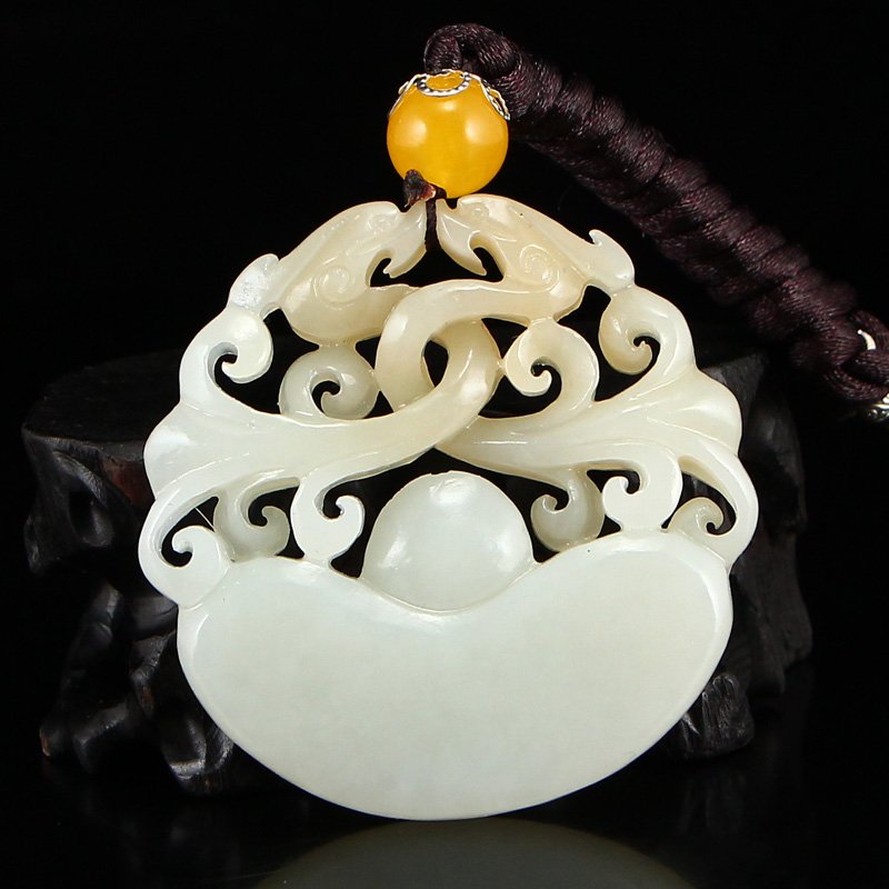 Openwork Chinese Hetian Jade Phoenixes Pendant (1 of 6)