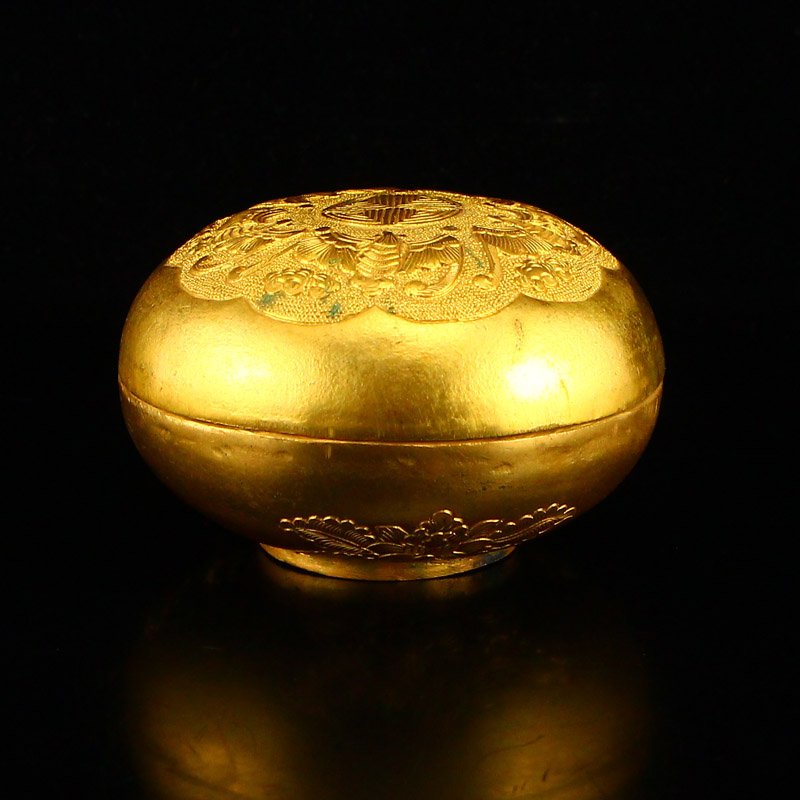 Vintage Chinese Silver Gilt Gold Rouge Box (1 of 9)
