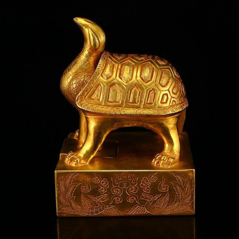 Chinese Liao Dynasty Gilt Gold Red Copper Big Seal (1 of 6)