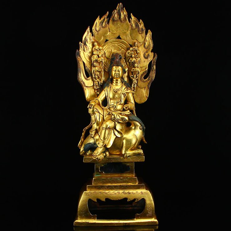 Chinese Beiwei Period Gilt Red Copper Kwan-yin Statue (1 of 9)