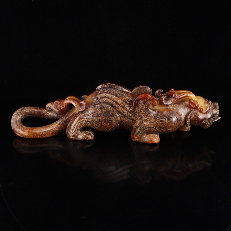 Vintage Chinese Hetian Jade Statue - Fortune Beasts (1 of 9)