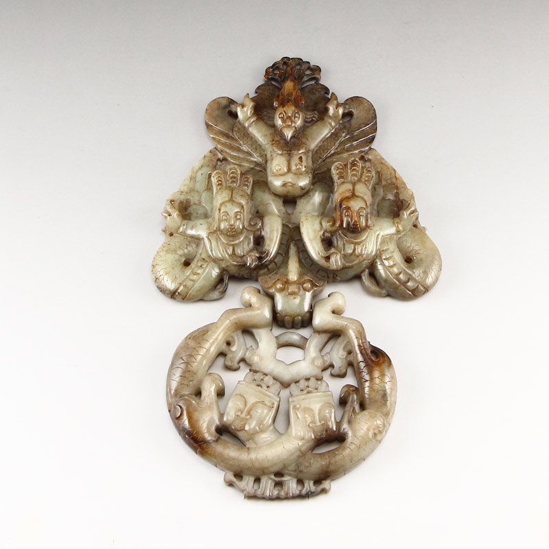 Openwork Vintage Chinese Hetian Jade Door knocker (1 of 9)