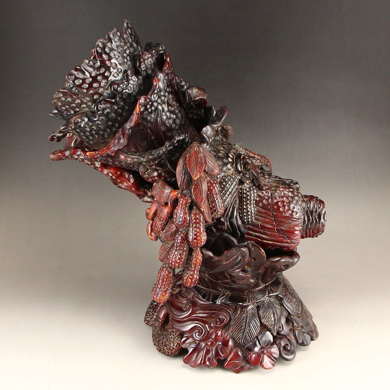 Vintage Chinese Ox Horn Statue - Fortune Cabbage (1 of 9)