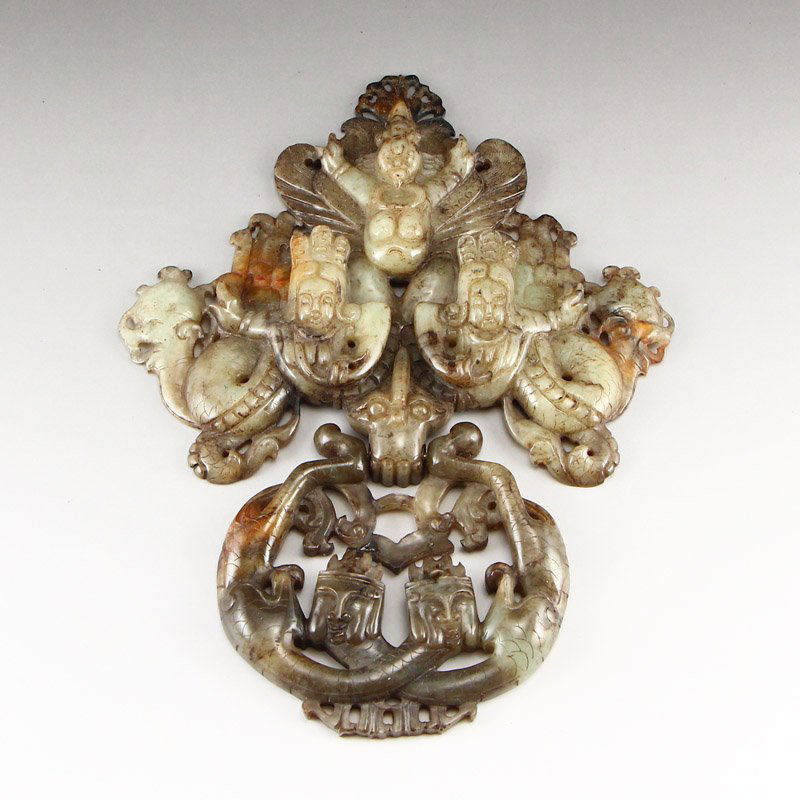 Openwork Vintage Chinese Hetian Jade Door knocker (1 of 9)
