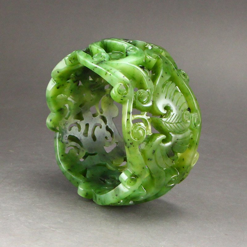 Openwork Chinese Natural Green Hetian Jade Bracelet (1 of 11)