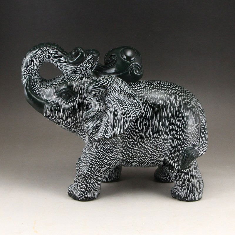 Chinese Natural Green Jade Statue - Elephant (1 of 8)