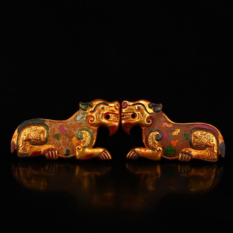 Chinese Gilt Gold Hetian Jade Tiger General Seals (1 of 9)