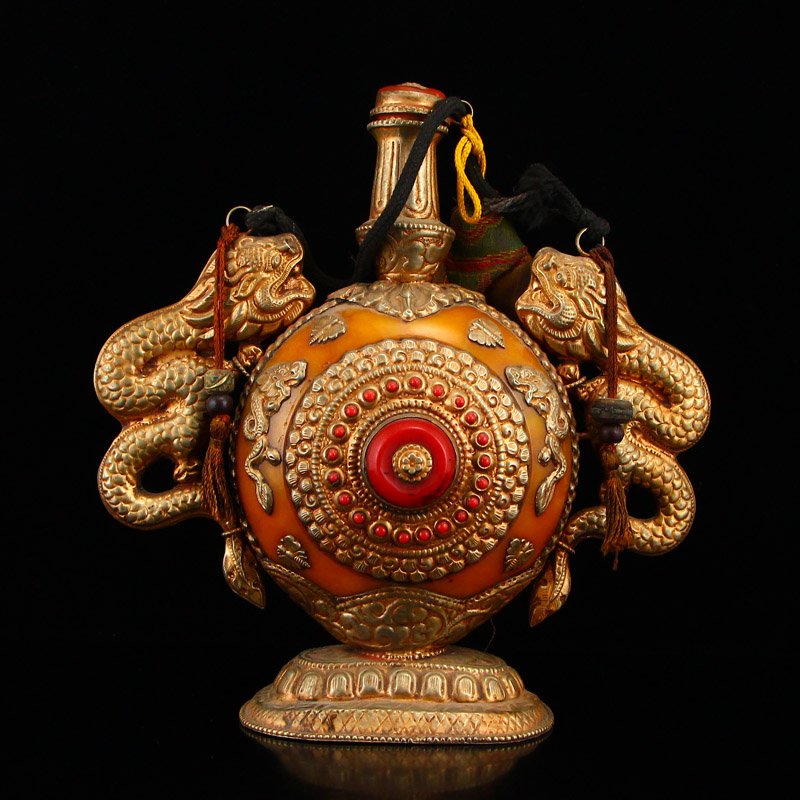 Vintage Tibetan Silver & Amber & Coral Snuff Bottle (1 of 11)