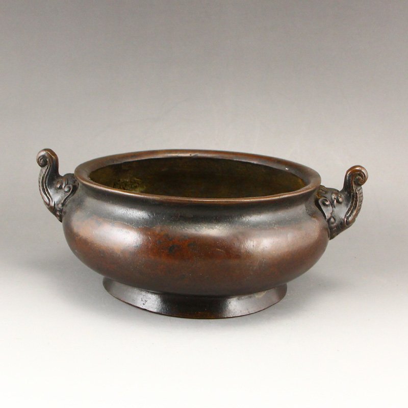 Chinese Ming Dy Red Copper Double Ears Incense Burner (1 of 11)