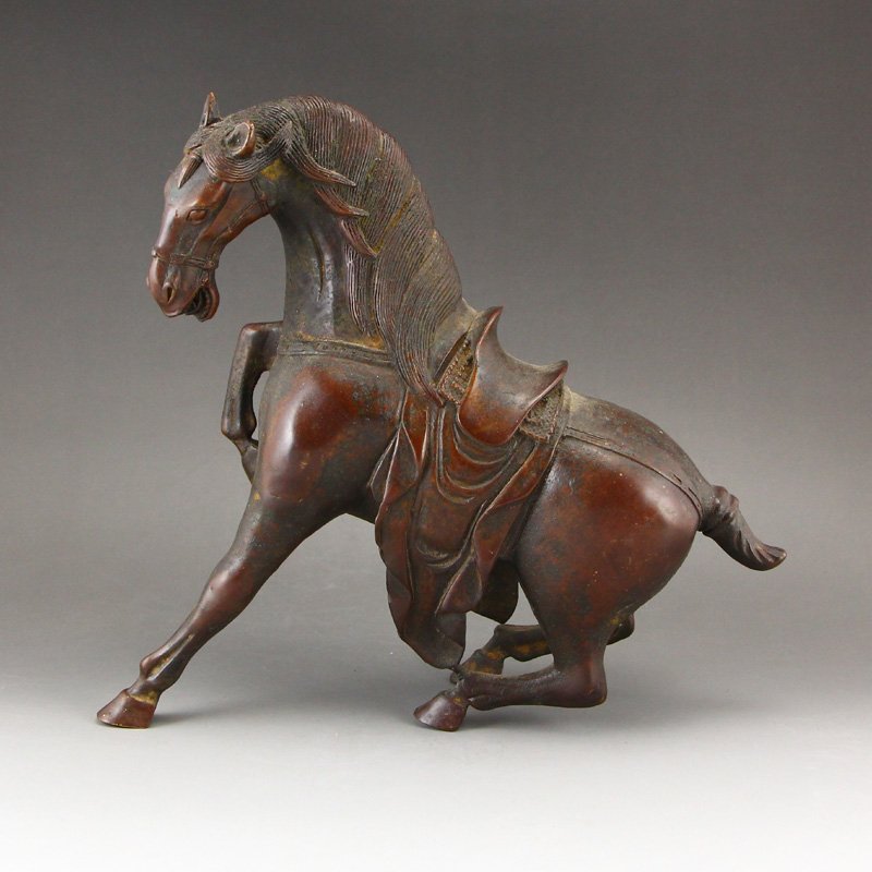 Vintage Chinese Red Copper Statue - Horse (1 of 10)