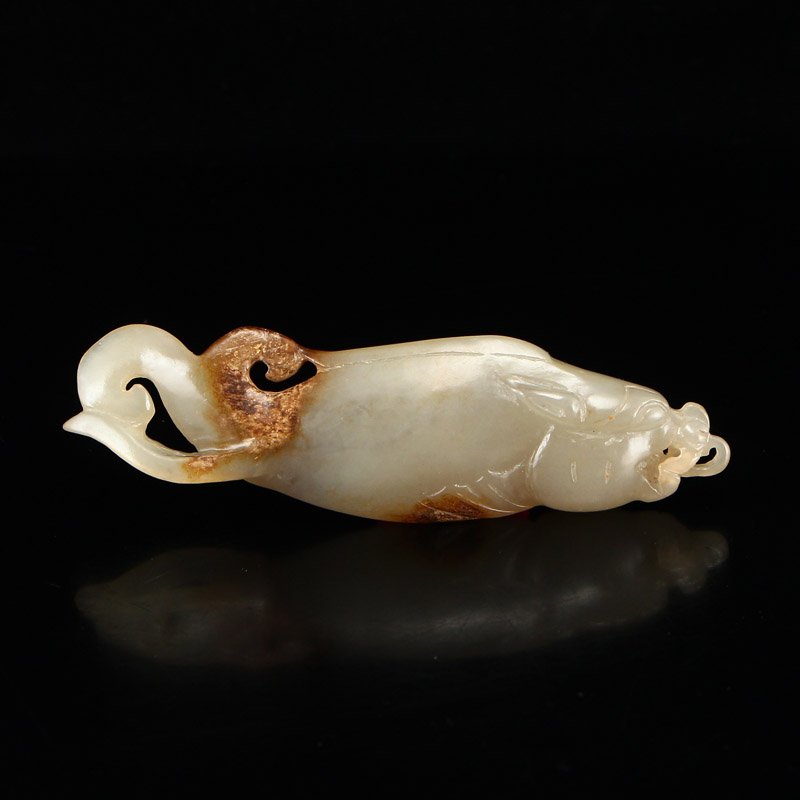 Vintage Chinese Hetian Jade Dragon Head Fish Statue - Oct ...