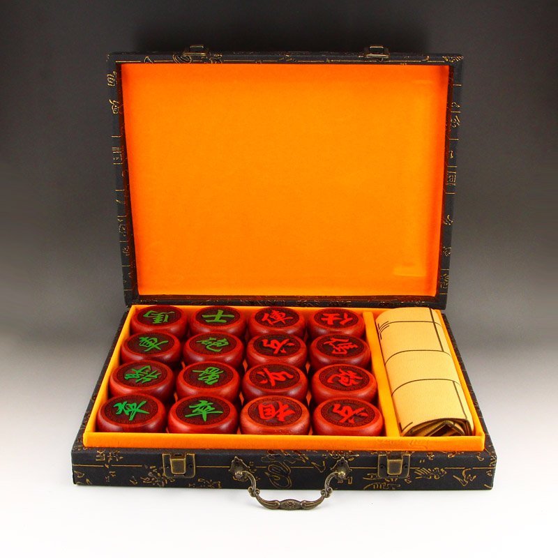 Zitan Wood Carved Chinese Chess w Box (1 of 10)