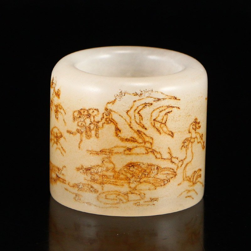 Vintage Chinese Hetian Jade Thumb Ring w Certificate (1 of 7)