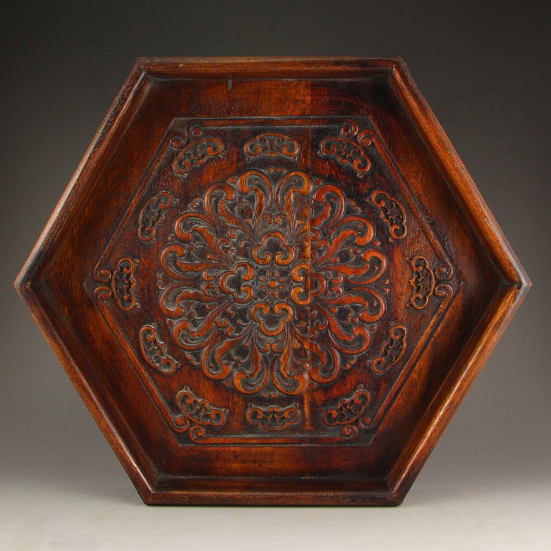 Vintage Chinese Zitan Wood Tea Tray (1 of 7)