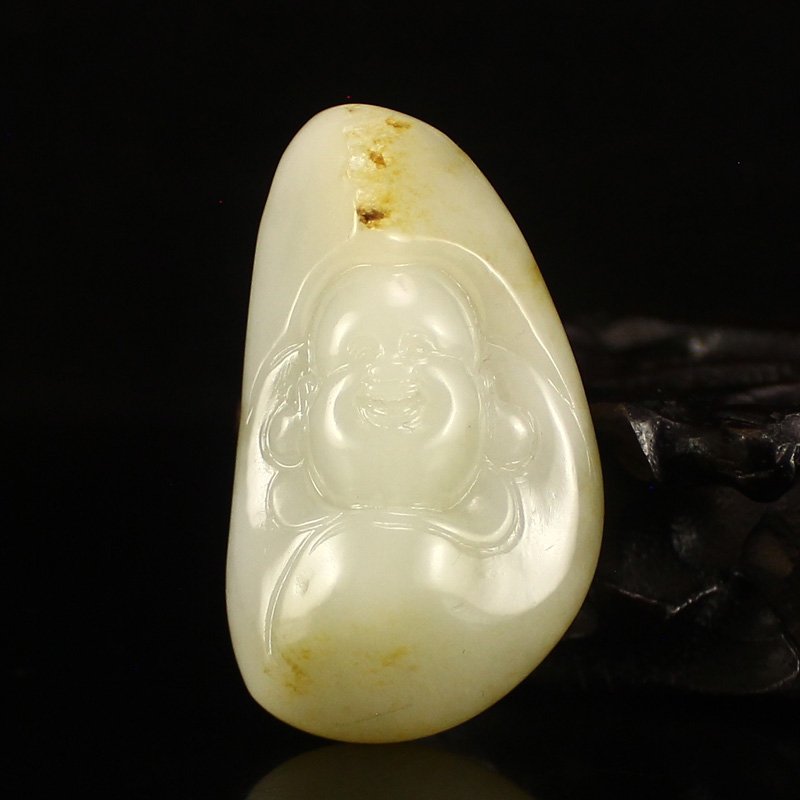 Chinese Hetian Jade Laughing Buddha Pendant (1 of 7)