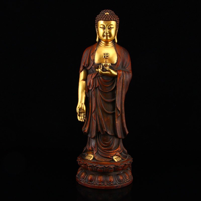 Chinese Gilt Gold Red Copper Statue - Sakyamuni Buddha (1 of 9)