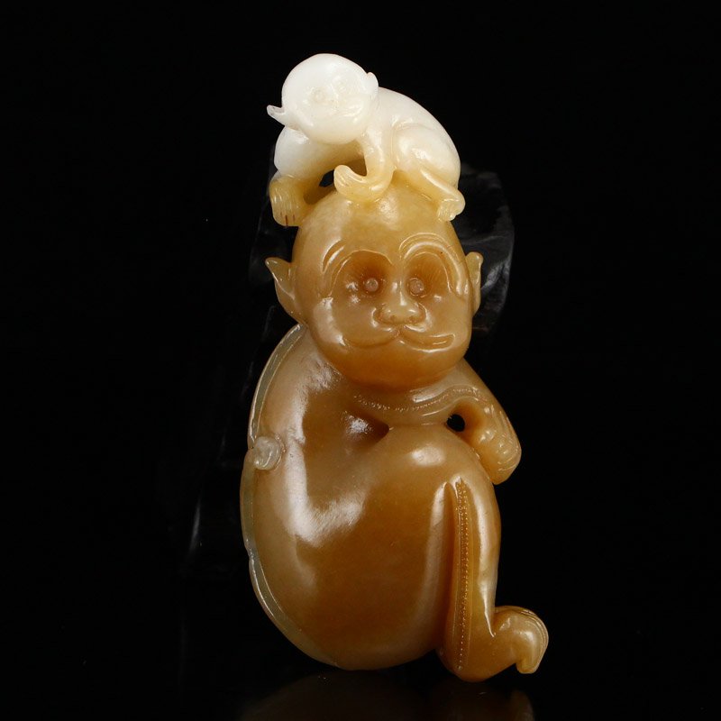 Chinese Natural Hetian Jade Pendant - Monkeys (1 of 9)