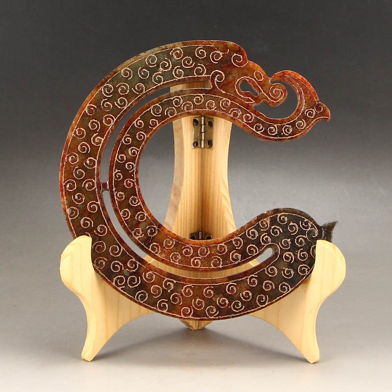 Openwork Vintage Chinese Hetian Jade Chi Dragon Statue (1 of 6)