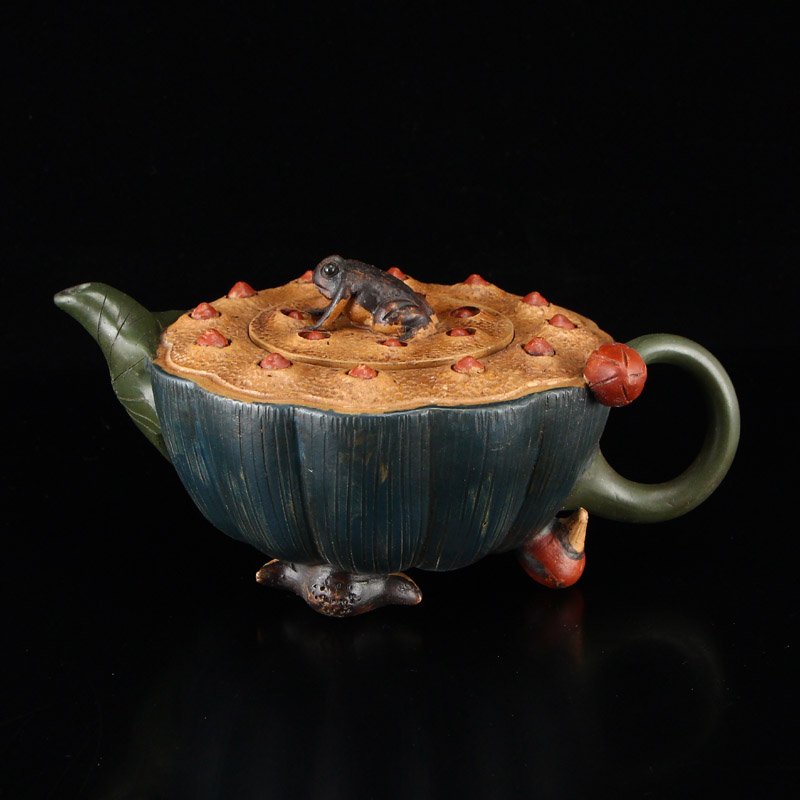 Chinese Yixing Zisha Clay Teapot - lotus pod & Frog (1 of 10)
