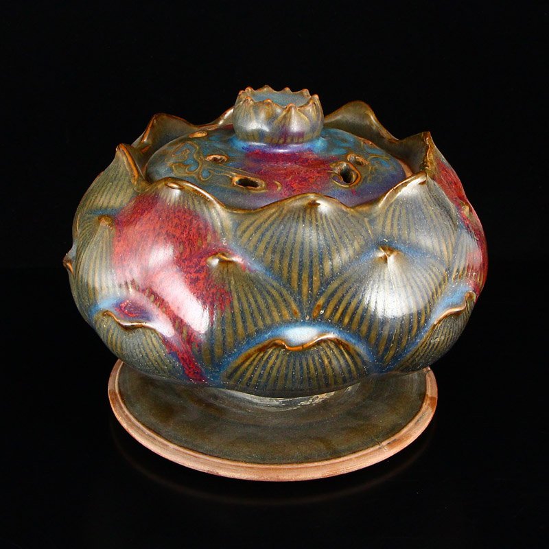 Jun Kiln Porcelain Lotus Flower Incense Burner (1 of 11)