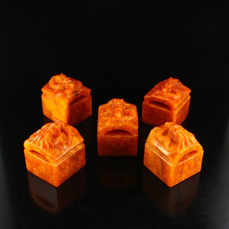 Shoushan Stone Tianhuang Stone Five Dragons Seals (1 of 10)
