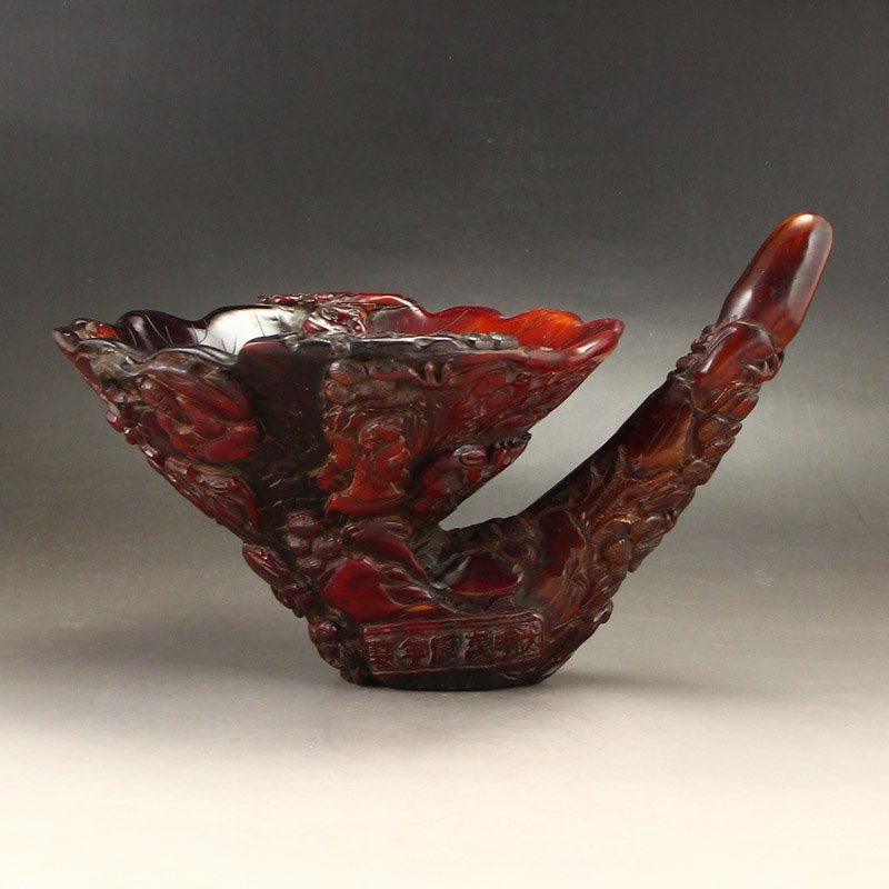 Chinese Ming Dy Ox Horn Low Relief Brush Washer: Chinese Ming Dynasty Ox Horn Low Relief Brush Washer w Wanli Mark Dimension: 203x146x107(mm)7.99x5.75x4.21(inches) Weight: 0.99 lbs/447 g