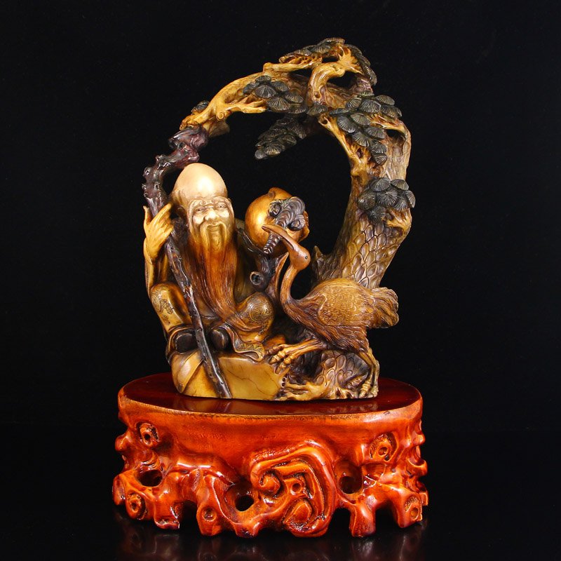 Shoushan Stone Statue - Longevity Taoism Deity (1 of 9)