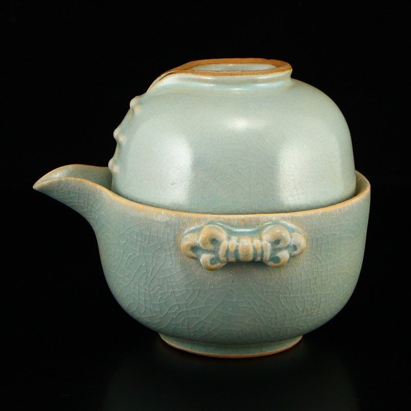 Song Dy Sky Blue Glaze Ru Kiln Porcelain Teapot & Cup (1 of 7)