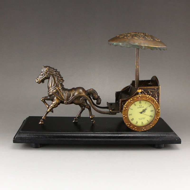 Vintage Brass Mechanical Watch w Carriage (1 of 9)