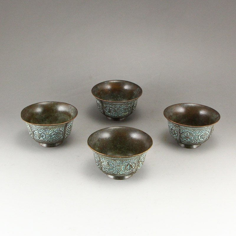 A Set Vintage Chinese Bronze Tea Bowls (1 of 10)