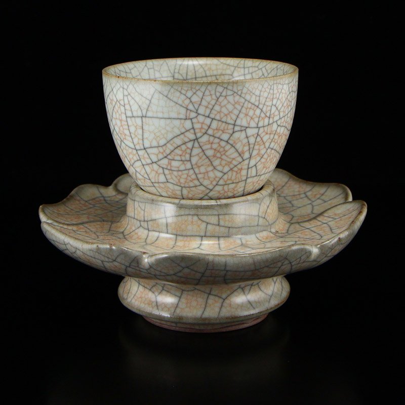 Song Dy Ge Kiln Porcelain Teacup & Cup Saucer (1 of 9)