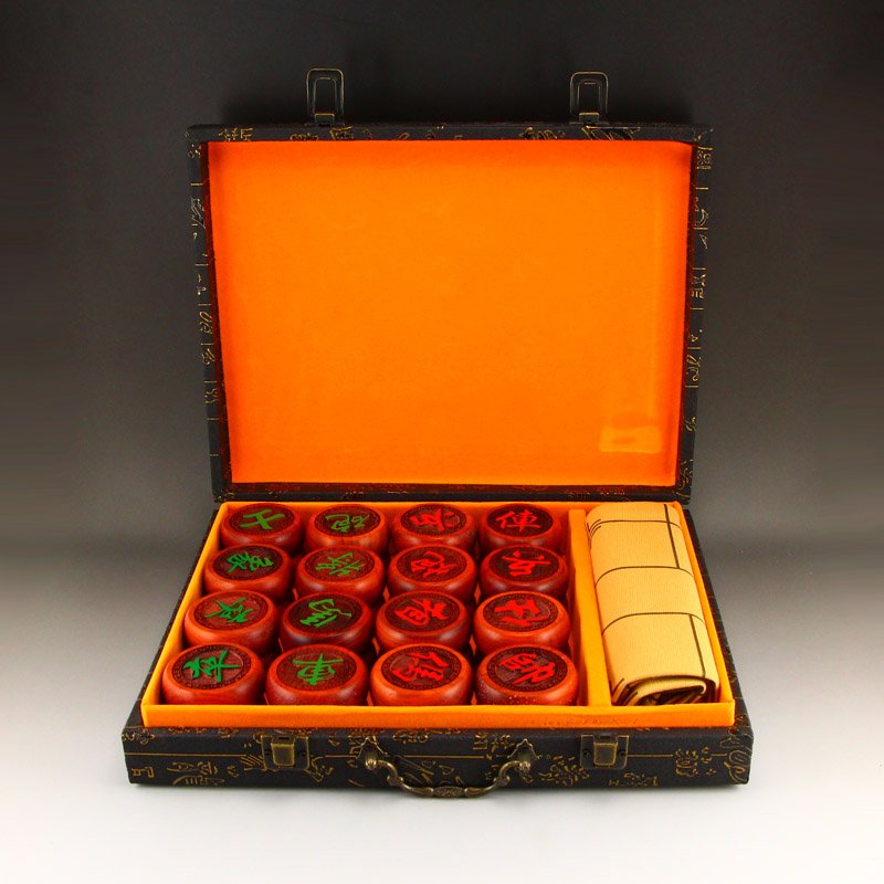 Zitan Wood Carved Chinese Chess w Box (1 of 10)