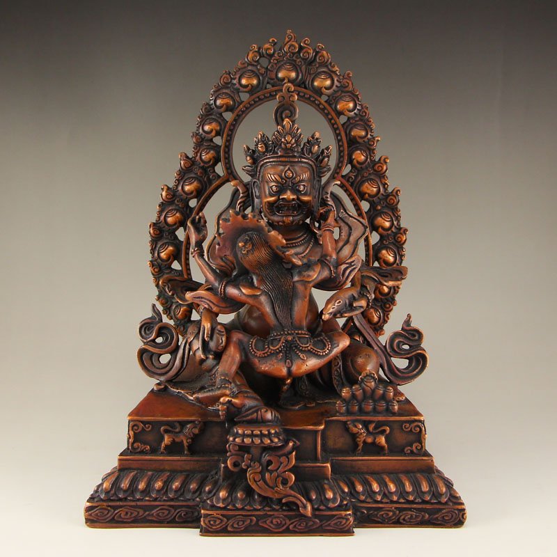 Tibetan Buddhism Red Copper Mandkesvara Buddha Statue (1 of 7)