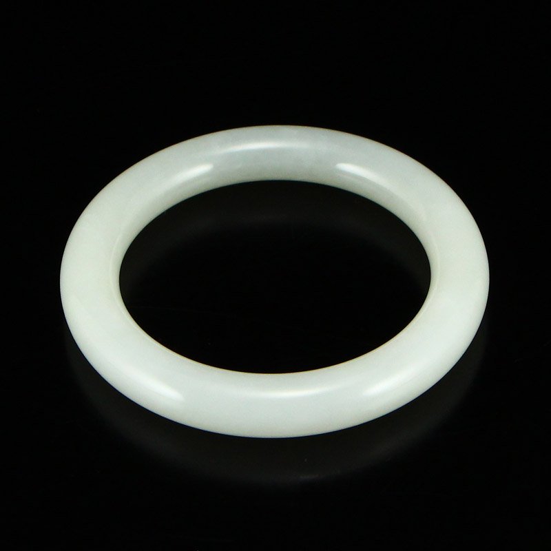 60 mm Chinese Qing Dynasty White Hetian Jade Bracelet (1 of 7)
