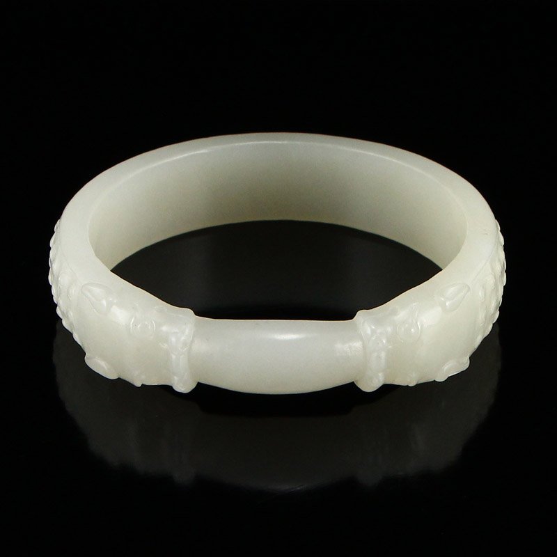 Vintage Hetian Jade Dragon Heads Arm Bracelet (1 of 6)