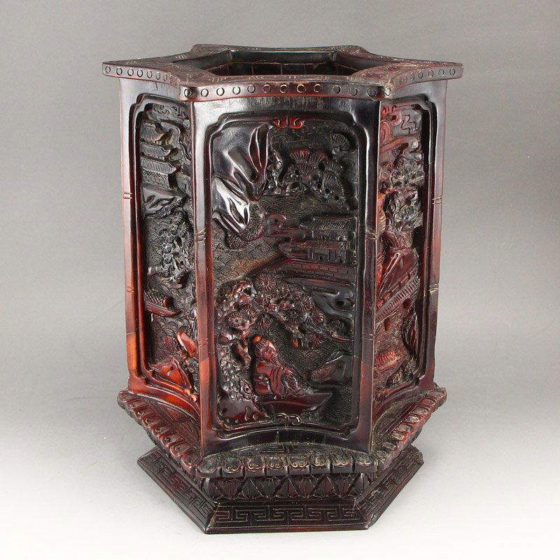 Chinese Ming Dy Ox Horn Relief Big Brush Pot (1 of 8)