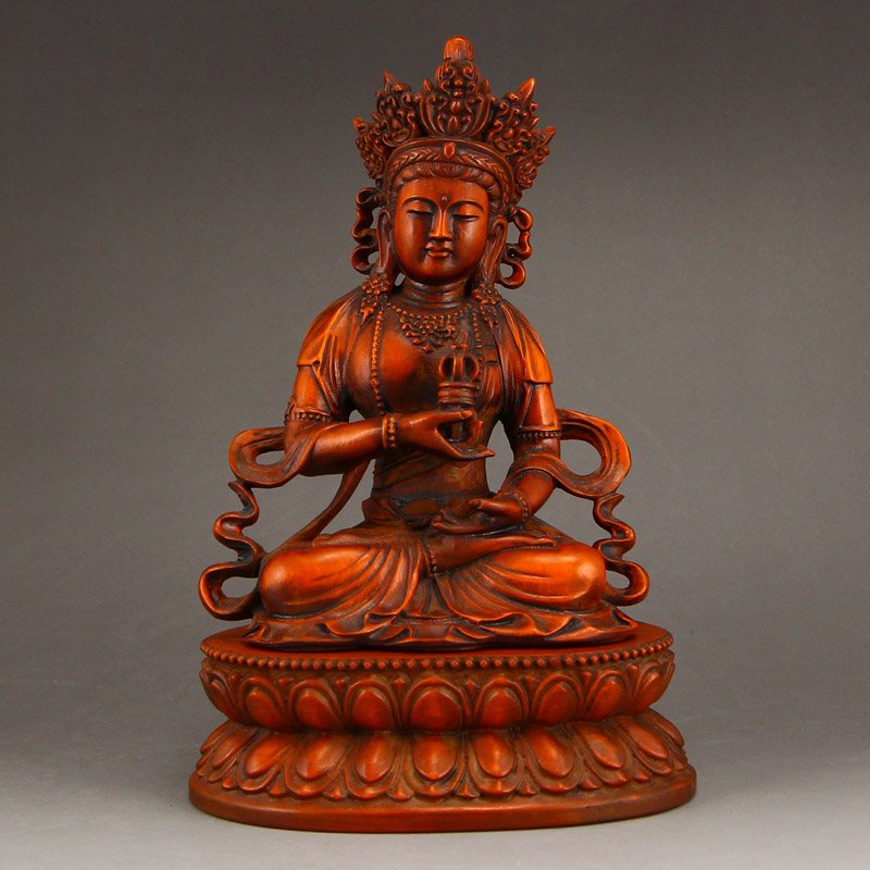 Tibetan Buddhism Boxwood Wood Vajrasattva Statue (1 of 6)