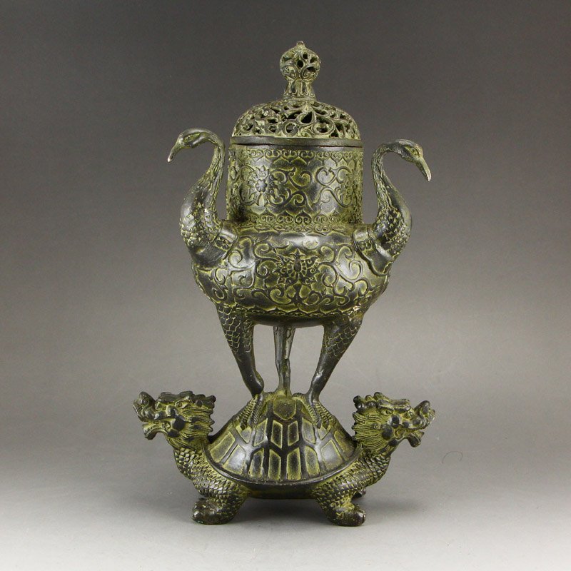 Chinese Bronze Dragon Turtle Incense Burner (1 of 11)