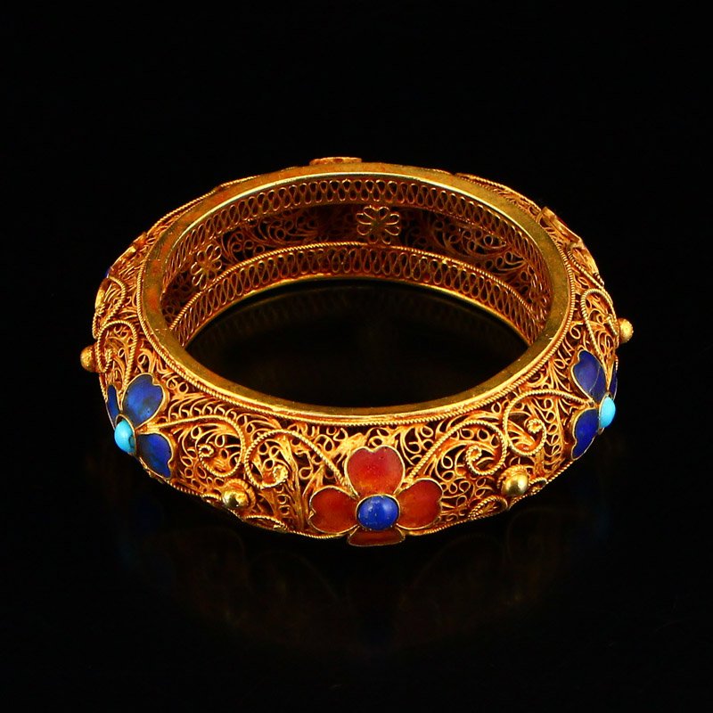 Beautiful Chinese Qing Dy Gold Wire Enamel Bracelet (1 of 6)