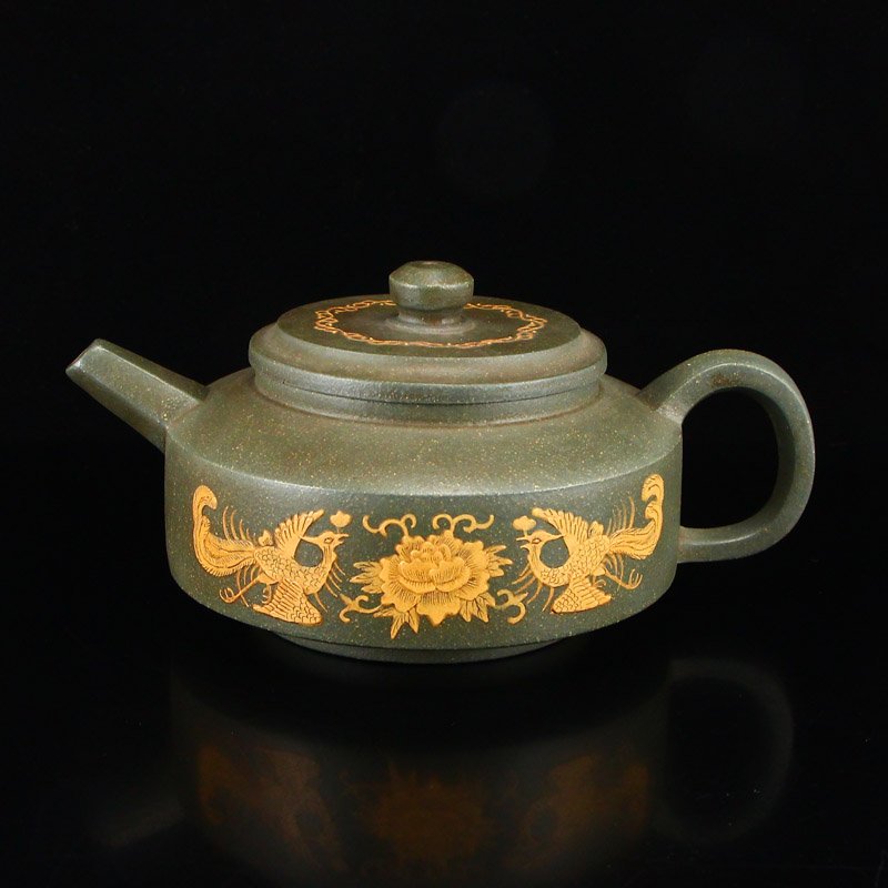 Chinese Yixing Zisha Clay Phoenix & Peony Teapot (1 of 7)