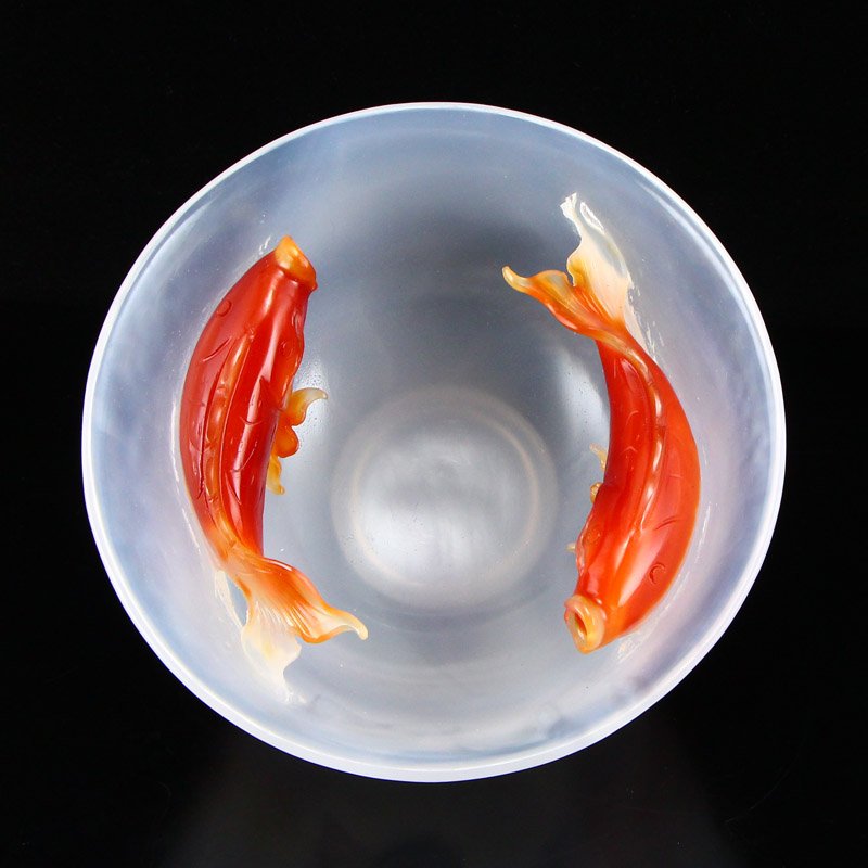 Beautiful Chinese Natural Red Agate Double Fish Bowl (1 of 8)