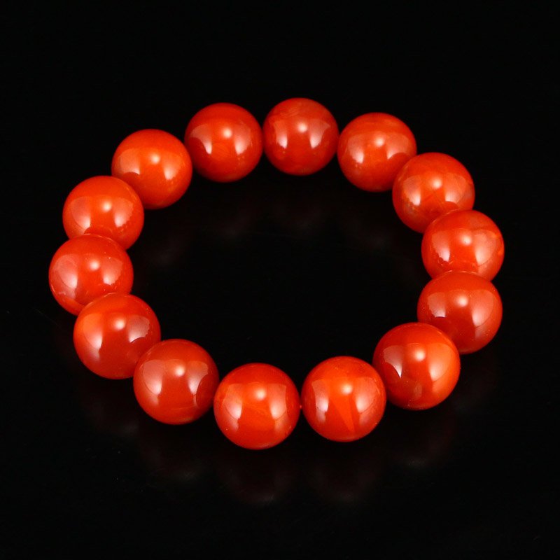 16 MM Chinese Natural Nanhong Agate Beads Bracelet (1 of 6)
