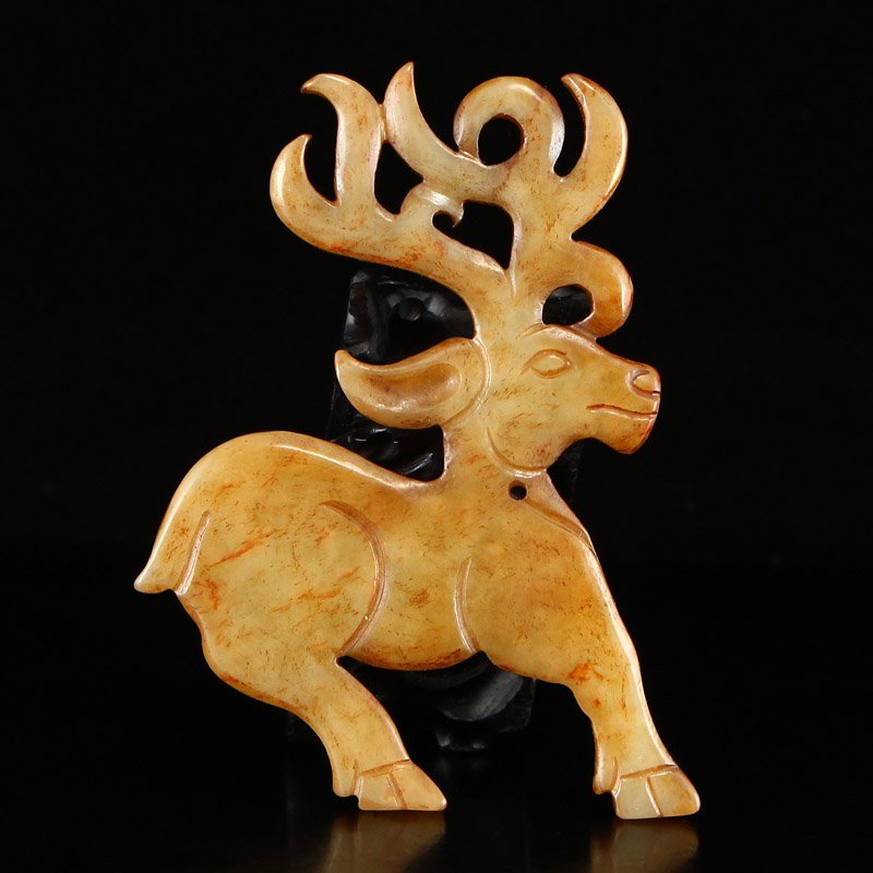 Vintage Chinese Hetian Jade Lucky Deer Pendant (1 of 7)