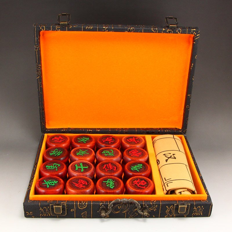 Zitan Wood Carved Chinese Chess Set w Box (1 of 7)