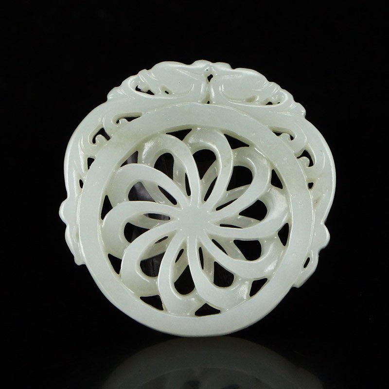 Openwork Chinese Hetian Jade Phoenixes Pendant (1 of 5)
