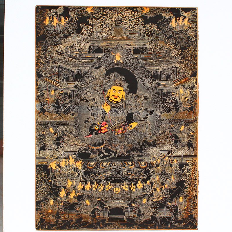 Hand Drawing Tibetan Buddhism Kraft Tangka: Hand Drawing Tibetan Buddhism Kraft Tangka - Vaishravana Dimension: 900 x 650 (mm) 35.43 x 25.59 (inches) Weight 0.28 lbs/129 g