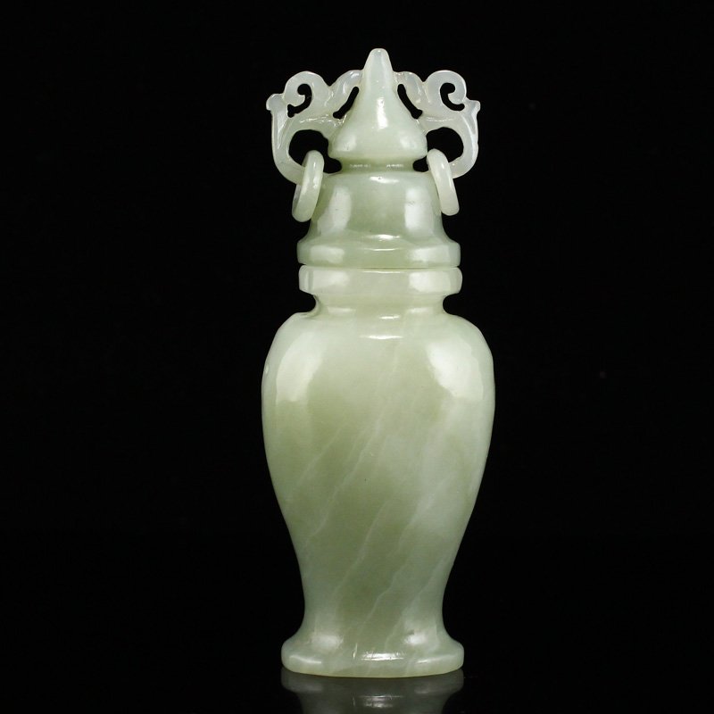 Hetian Jade Double Rings Small Bottle & Certificate: Chinese Hetian Jade Double Rings Small Bottle & Certificate Dimension: 90 x 34 x 25(mm) 3.54 x 1.34 x 0.98(inches) Weight: 0.15 lbs/70.52 g
