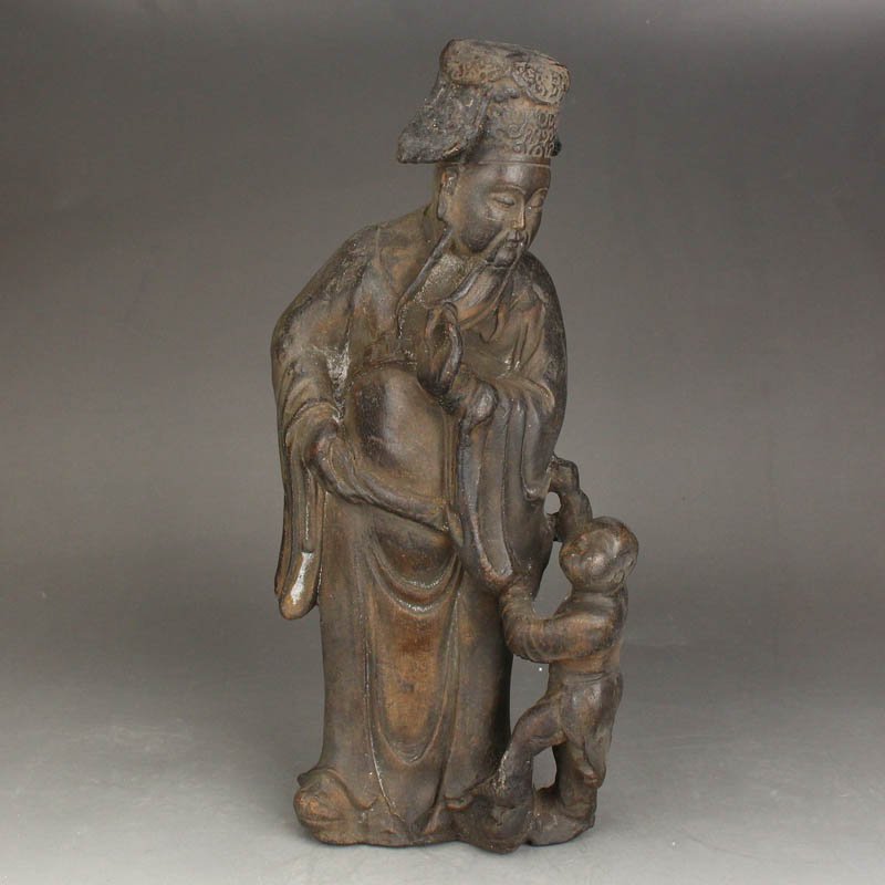 Vintage Chinese Chen Xiang Wood Old Man & Kid Statue: Vintage Chinese Chen Xiang Wood Old Man & Kid Statue Dimension: 260 x 135 x 75(mm) 10.24 x 5.31 x 2.95 (inches) Weight 1.28 lbs/581 g