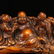 Boxwood Wood Laughing Buddha & Kids Ruyi Statue - 9