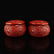 Pair Red Lacquerware Low Relief Dragon Wei Qi Pot - 2